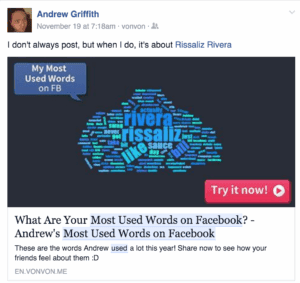 Facebook Most Used Words App